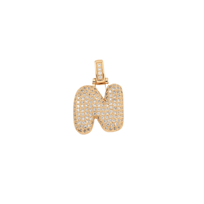 Transparent view of the Light Gold Rhinestone Bubble Letter Charm 