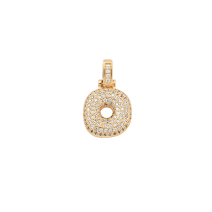 Transparent view of the Light Gold Rhinestone Bubble Letter Charm 
