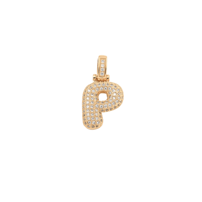 Transparent view of the Light Gold Rhinestone Bubble Letter Charm 