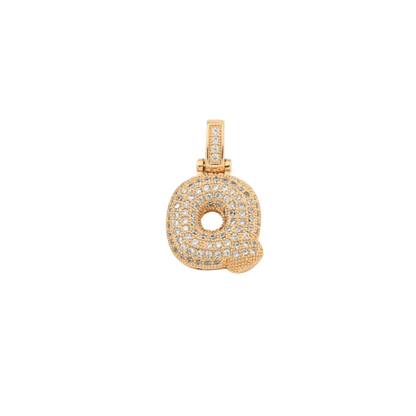 Transparent view of the Light Gold Rhinestone Bubble Letter Charm 
