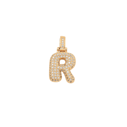 Transparent view of the Light Gold Rhinestone Bubble Letter Charm 