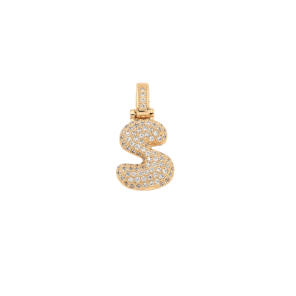 Transparent view of the Light Gold Rhinestone Bubble Letter Charm 