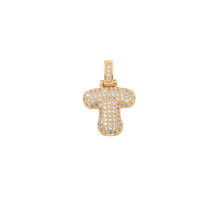 Transparent view of the Light Gold Rhinestone Bubble Letter Charm 