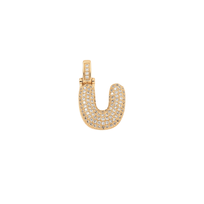 Transparent view of the Light Gold Rhinestone Bubble Letter Charm 