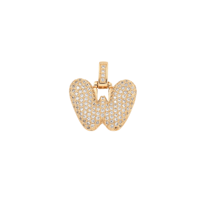 Transparent view of the Light Gold Rhinestone Bubble Letter Charm 