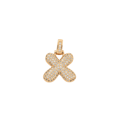 Transparent view of the Light Gold Rhinestone Bubble Letter Charm 