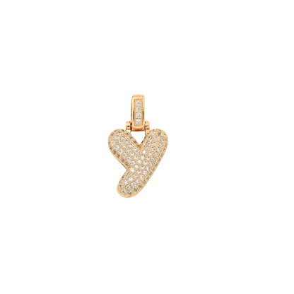 Transparent view of the Light Gold Rhinestone Bubble Letter Charm 