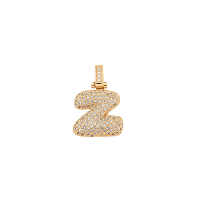 Transparent view of the Light Gold Rhinestone Bubble Letter Charm 