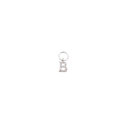 Transparent view of the Silver Micro Pave Clear Cubic Zirconia Letter Charms | Letter B