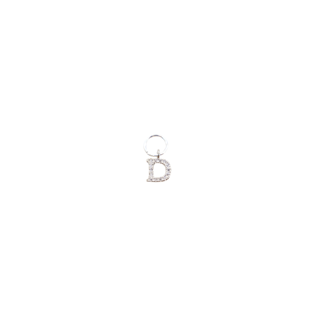 Silver Micro Pave Clear Cubic Zirconia Letter Charms