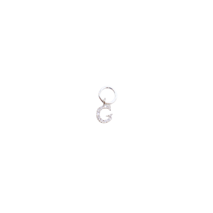 Transparent view of the Silver Micro Pave Clear Cubic Zirconia Letter Charms | Letter G