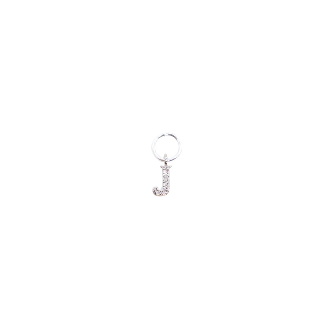 Silver Micro Pave Clear Cubic Zirconia Letter Charms