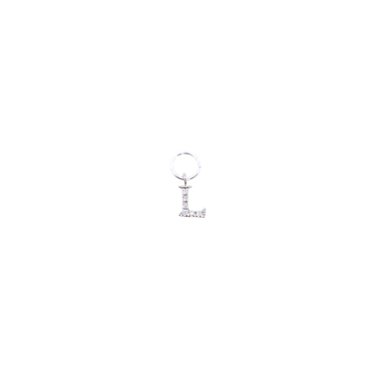 Transparent view of the Silver Micro Pave Clear Cubic Zirconia Letter Charms | Letter L