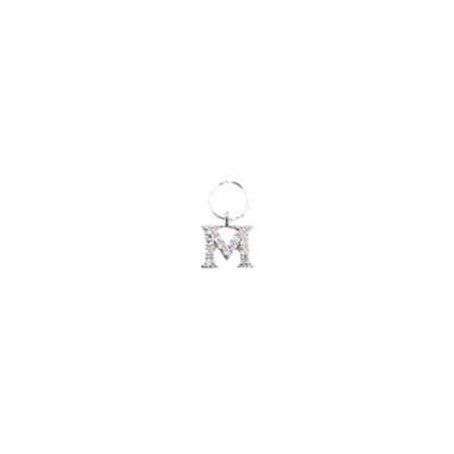 Transparent view of the Silver Micro Pave Clear Cubic Zirconia Letter Charms | Letter M