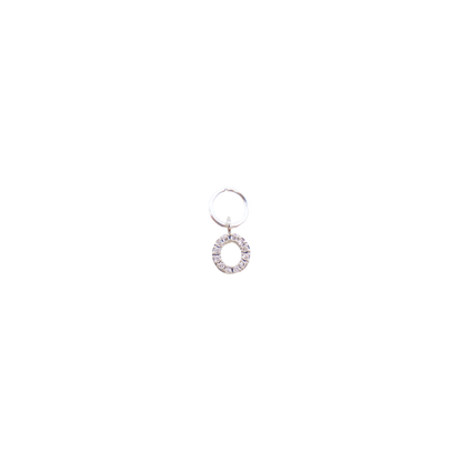 Transparent view of the Silver Micro Pave Clear Cubic Zirconia Letter Charms | Letter O