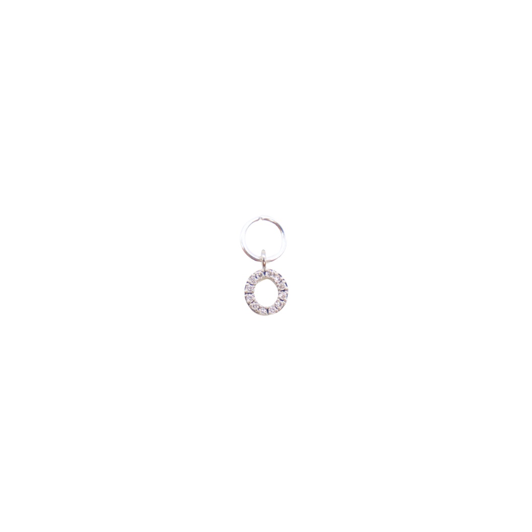 Silver Micro Pave Clear Cubic Zirconia Letter Charms