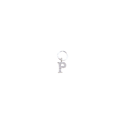Transparent view of the Silver Micro Pave Clear Cubic Zirconia Letter Charms | Letter P