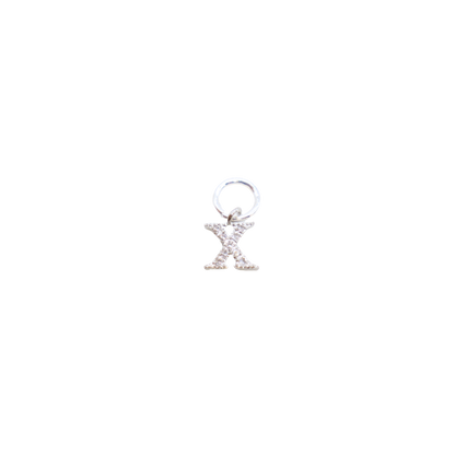 Transparent view of the Silver Micro Pave Clear Cubic Zirconia Letter Charms | Letter X