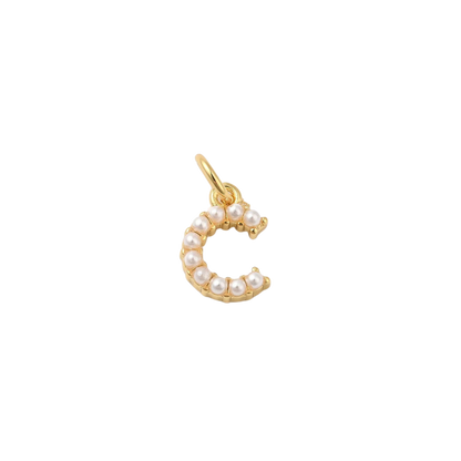 Transparent view of the Gold Large Pearl Initial Letter | Alphabet Charm | Letter C