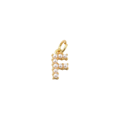 Transparent view of the Gold Large Pearl Initial Letter | Alphabet Charm | Letter F