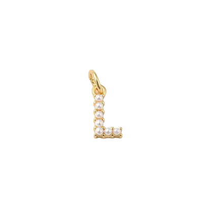Transparent view of the Gold Large Pearl Initial Letter | Alphabet Charm | Letter L