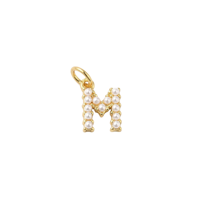 Transparent view of the Gold Large Pearl Initial Letter | Alphabet Charm | Letter M