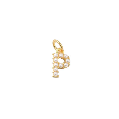 Transparent view of the Gold Large Pearl Initial Letter | Alphabet Charm | Letter P