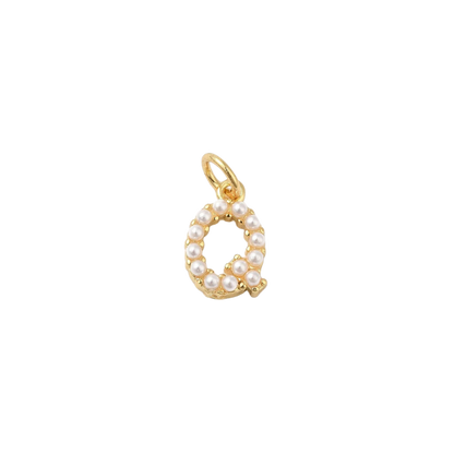 Transparent view of the Gold Large Pearl Initial Letter | Alphabet Charm | Letter Q