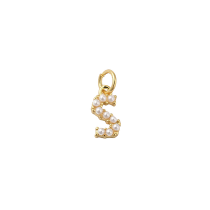 Transparent view of the Gold Large Pearl Initial Letter | Alphabet Charm | Letter S