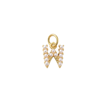 Transparent view of the Gold Large Pearl Initial Letter | Alphabet Charm | Letter W