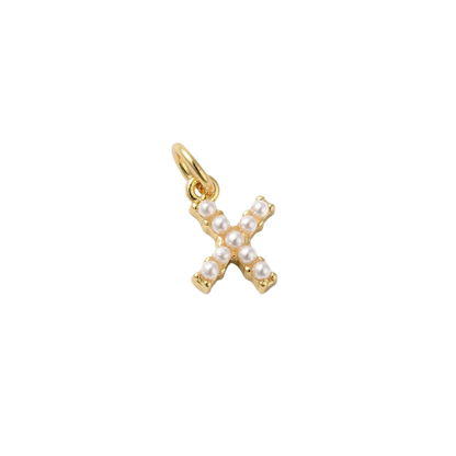 Transparent view of the Gold Large Pearl Initial Letter | Alphabet Charm | Letter X
