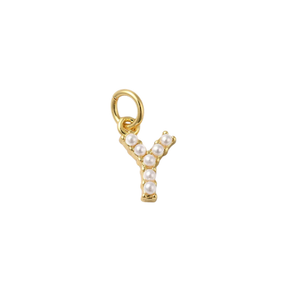Transparent view of the Gold Large Pearl Initial Letter | Alphabet Charm | Letter Y