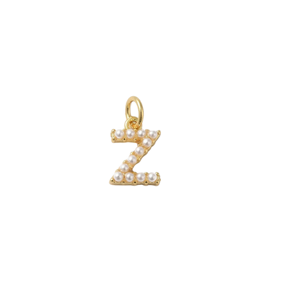 Transparent view of the Gold Large Pearl Initial Letter | Alphabet Charm | Letter Z