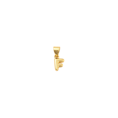 Transparent view of the Gold 18K Mini Bubble Initial Letter | Alphabet Charm | Letter F