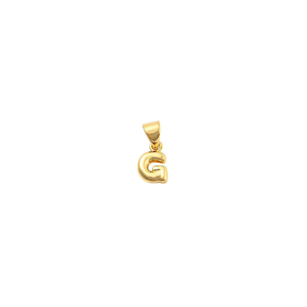 Transparent view of the Gold 18K Mini Bubble Initial Letter | Alphabet Charm | Letter G