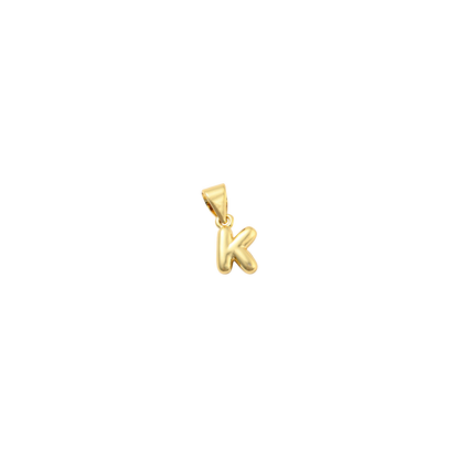 Transparent view of the Gold 18K Mini Bubble Initial Letter | Alphabet Charm | Letter K