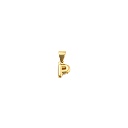 Transparent view of the Gold 18K Mini Bubble Initial Letter | Alphabet Charm | Letter P