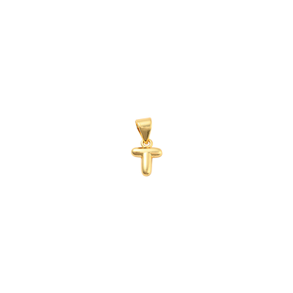 Transparent view of the Gold 18K Mini Bubble Initial Letter | Alphabet Charm | Letter T