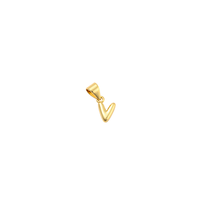 Transparent view of the Gold 18K Mini Bubble Initial Letter | Alphabet Charm | Letter V