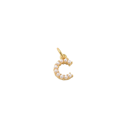 Transparent view of the Gold Micro Pearl Initial Letter | Alphabet Charm | C
