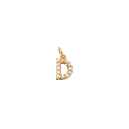 Transparent view of the Gold Micro Pearl Initial Letter | Alphabet Charm | D