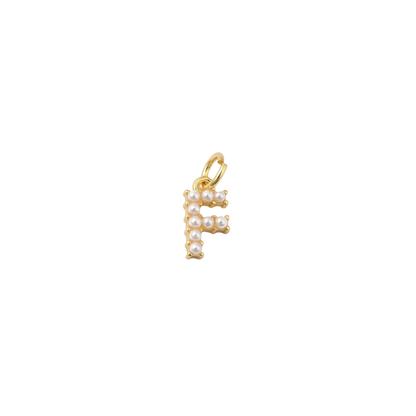 Transparent view of the Gold Micro Pearl Initial Letter | Alphabet Charm | F