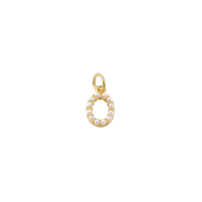 Transparent view of the Gold Micro Pearl Initial Letter | Alphabet Charm | O