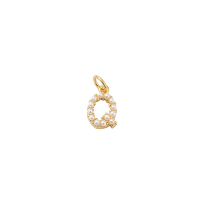 Transparent view of the Gold Micro Pearl Initial Letter | Alphabet Charm | Q
