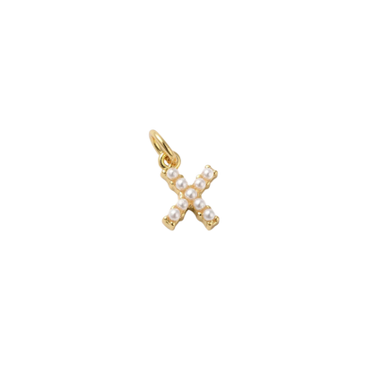 Transparent view of the Gold Micro Pearl Initial Letter | Alphabet Charm | X