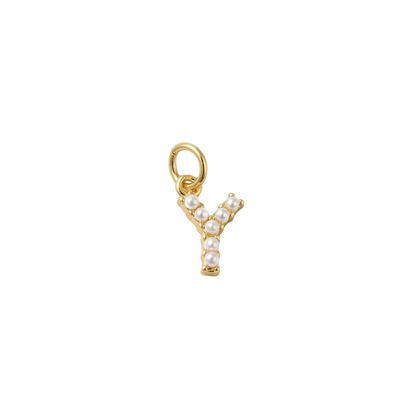 Transparent view of the Gold Micro Pearl Initial Letter | Alphabet Charm | Y