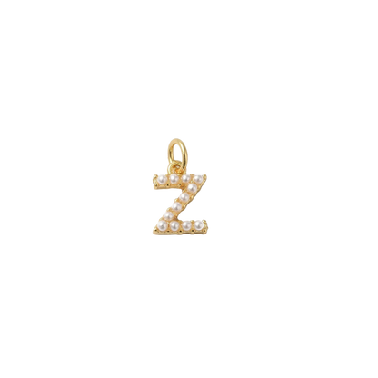 Transparent view of the Gold Micro Pearl Initial Letter | Alphabet Charm | Z