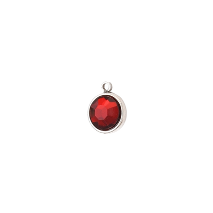 Transparent view of the Silver Round Glass Charm | Assorted | Red 