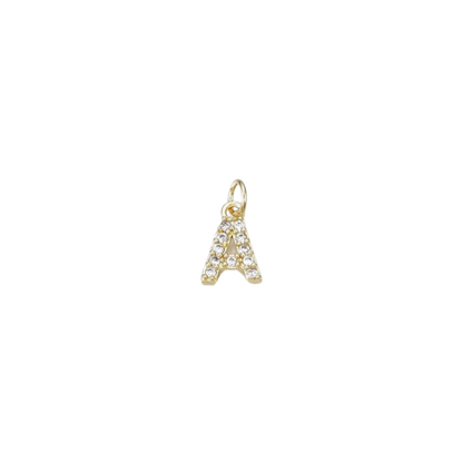 Gold Micro Cubic Zirconia Pave Initial Letter | Alphabet Charm