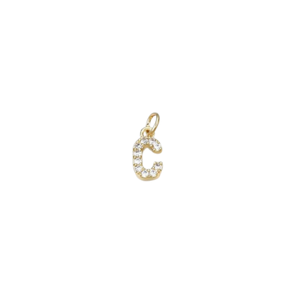 Gold Micro Cubic Zirconia Pave Initial Letter | Alphabet Charm